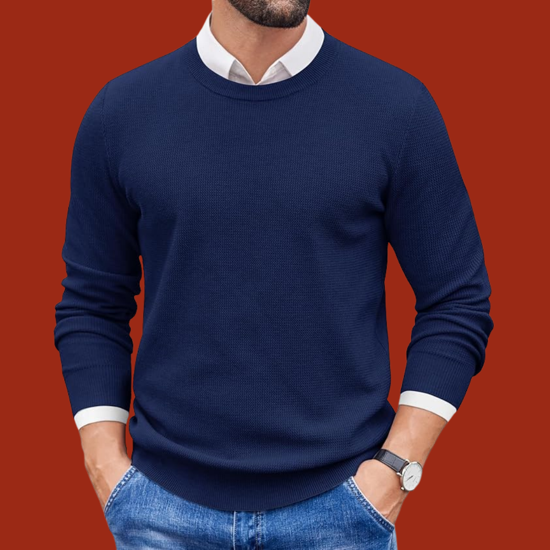 Erik – Stilfull strikkegenser med skjortekrage-look