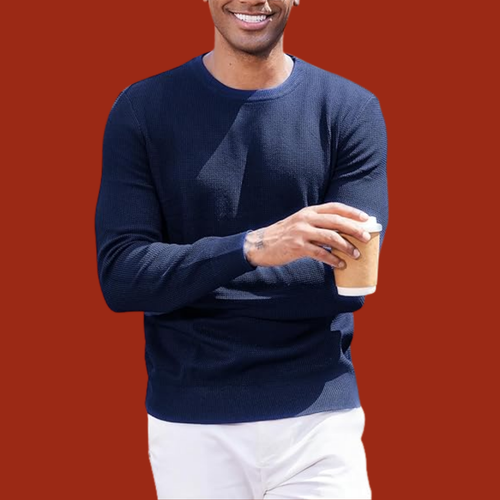 Erik – Stilfull strikkegenser med skjortekrage-look