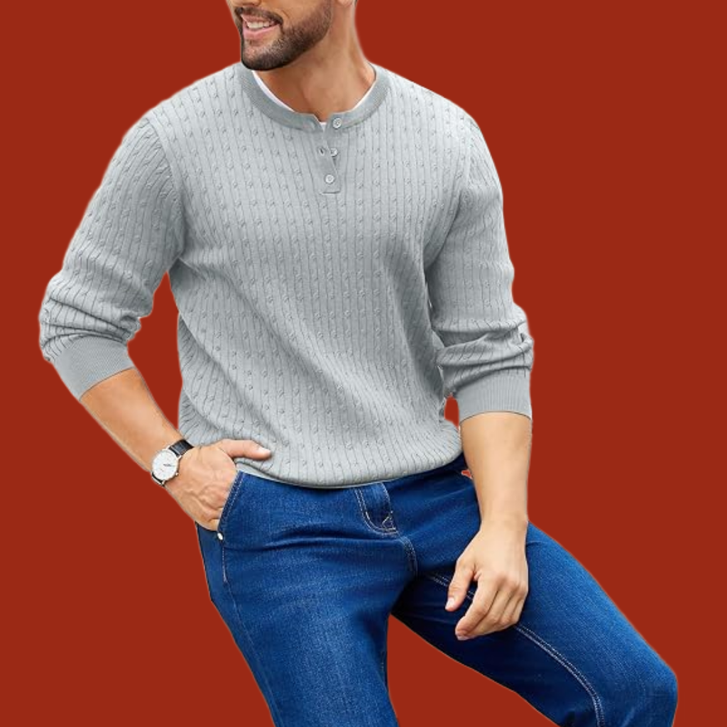 Jakob – Teksturert henley-genser i klassisk stil