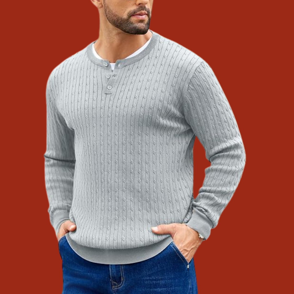 Jakob – Teksturert henley-genser i klassisk stil